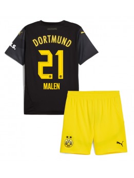 Billige Borussia Dortmund Donyell Malen #21 Bortedraktsett Barn 2024-25 Kortermet (+ Korte bukser)